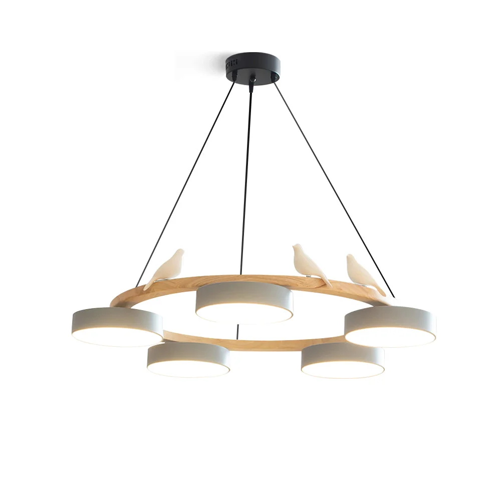 Classic Sienna Bird Round Chandelier Enhanced