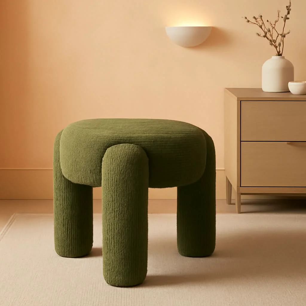 Solid Hugo Twenty Point FiveInch Rounded Moss Green Ottoman Innovative