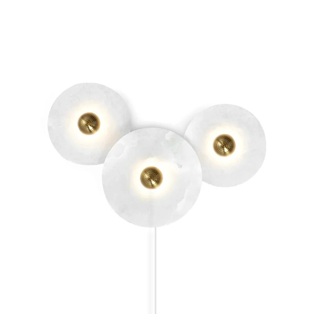 User-Friendly Round Alabaster Combination Plug In Wall Lamp Stylish