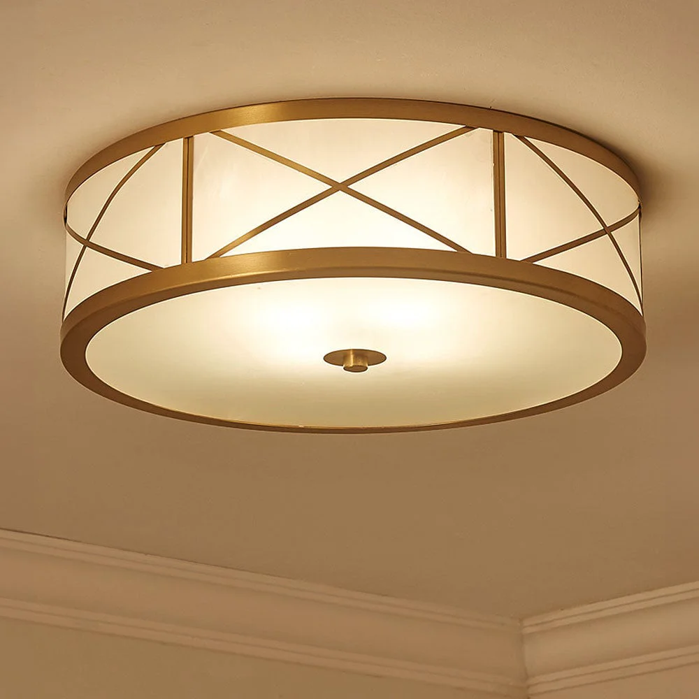 Practical Antique Geometry Glass Drum Ceiling Light Next-Generation