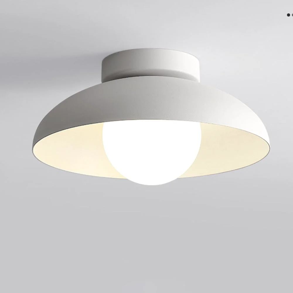 Elite Minimalist White Metal Round Ceiling Light Casual