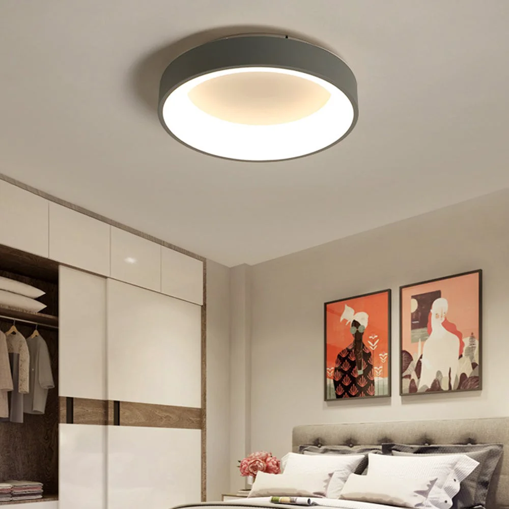 Elite Scandinavian Grey Round LED Ceiling Light Pure