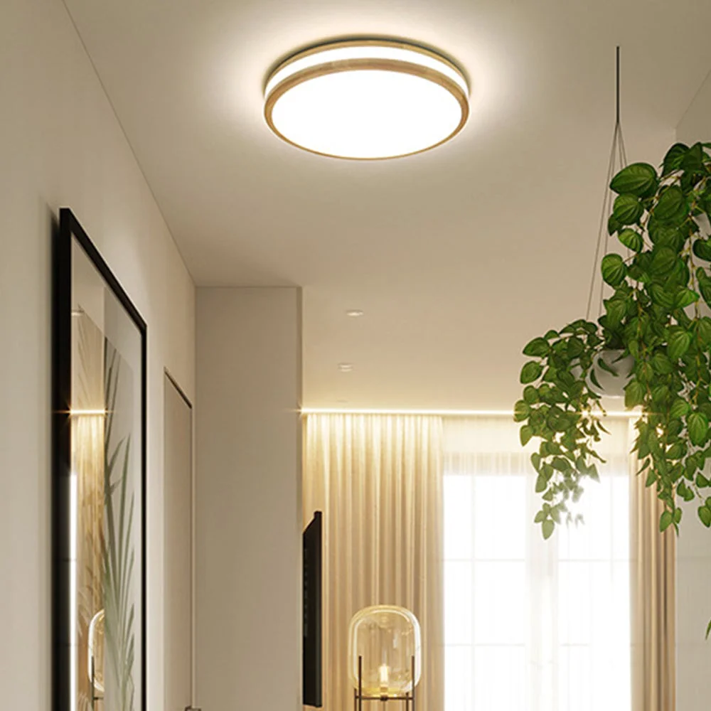 Healthy Vintage Wood Round LED Ceiling Light Prestigious
