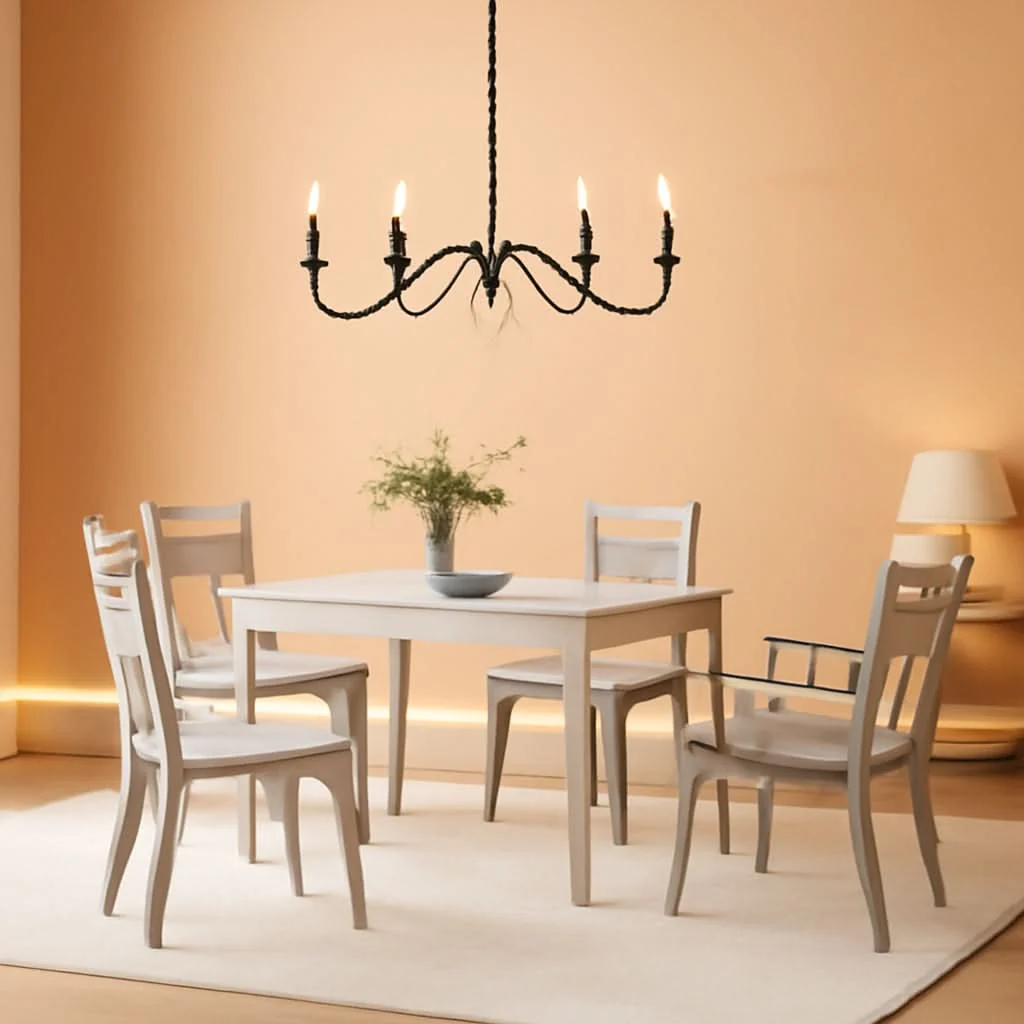 Secure Chandelier 6 Light Black Hanging Fixture For Dining Room Relaxed