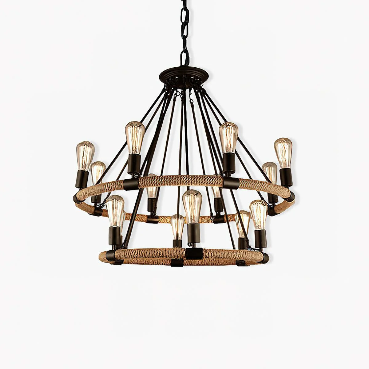 Next-Generation Vintage Circular Hemp Rope Chandelier Carefully Designed
