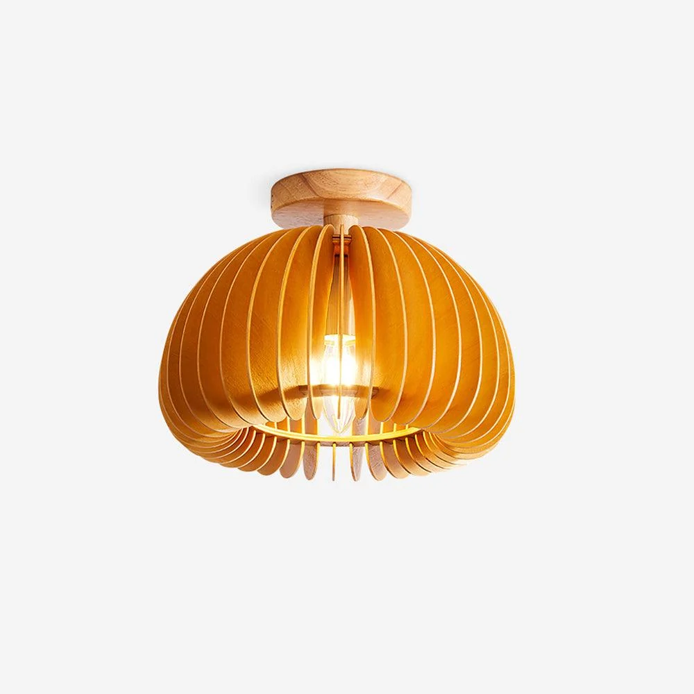 Consistent Wooden Pumpkin Ceiling Light Contemporary