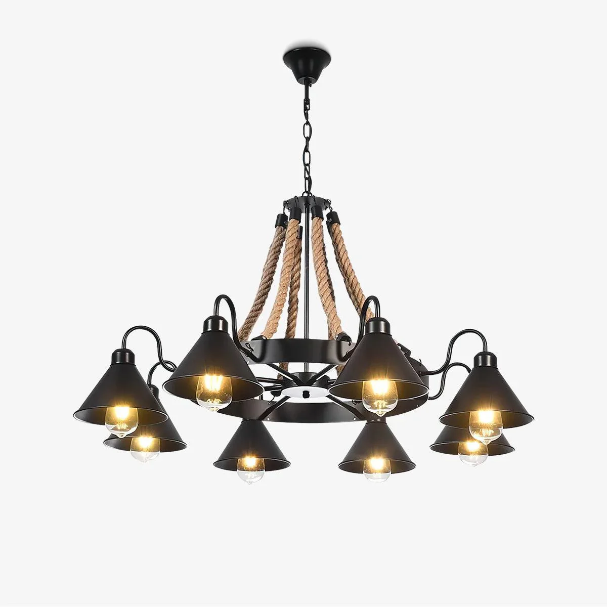 Advanced Loft Hemp Rope Chandelier Solid