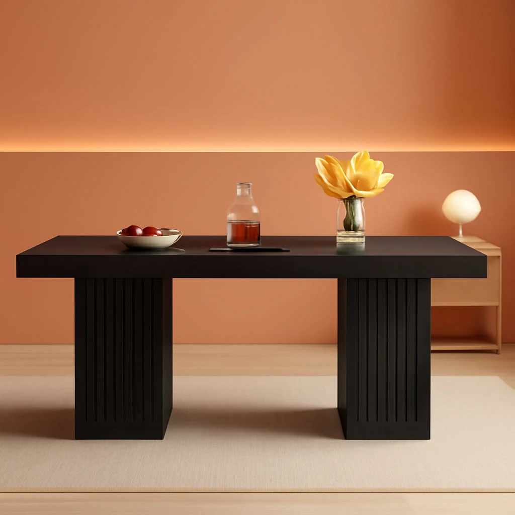 Certified Tribesigns Black Rectangular Dining Table 63 Inches High-Performance