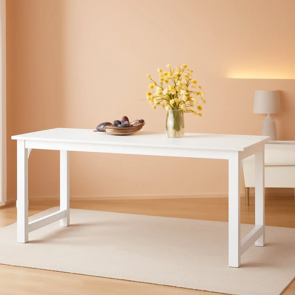 Solid White Rectangular Dining Table 71 Inches Household Selected