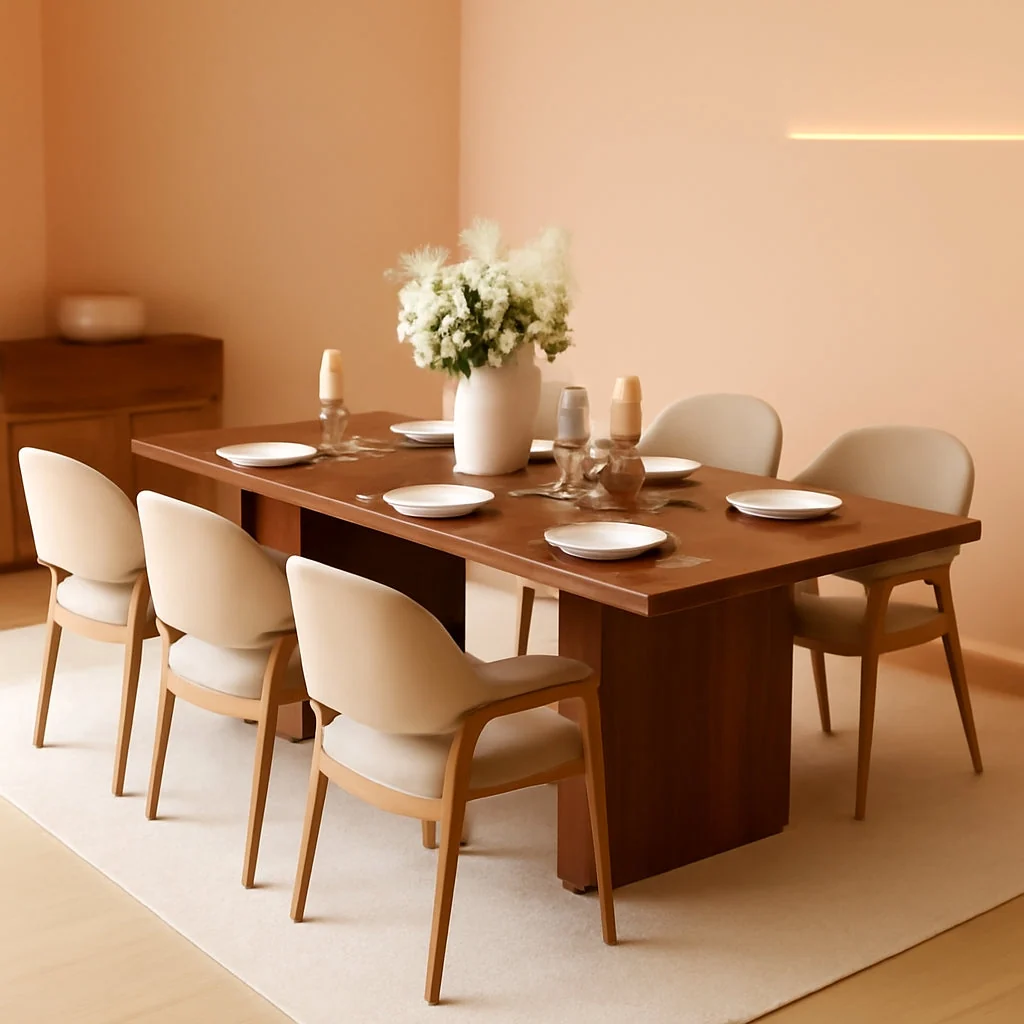 Quality 78Inch Walnut Rectangular Dining Table Waterproof Finish Selected