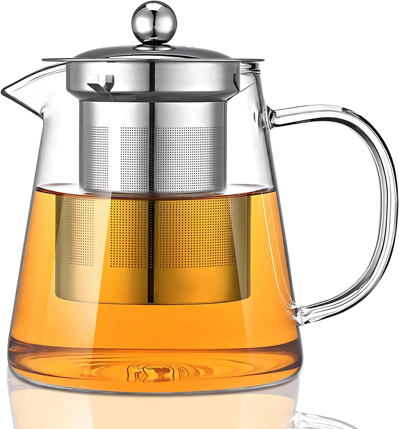 Soft Glass Teapot Tea Pot with Removable Infusers for Loose Tea Borosilicate Glass Tea Kettle Tea Maker Stovetop for Party Camping Travel 950ML Unique