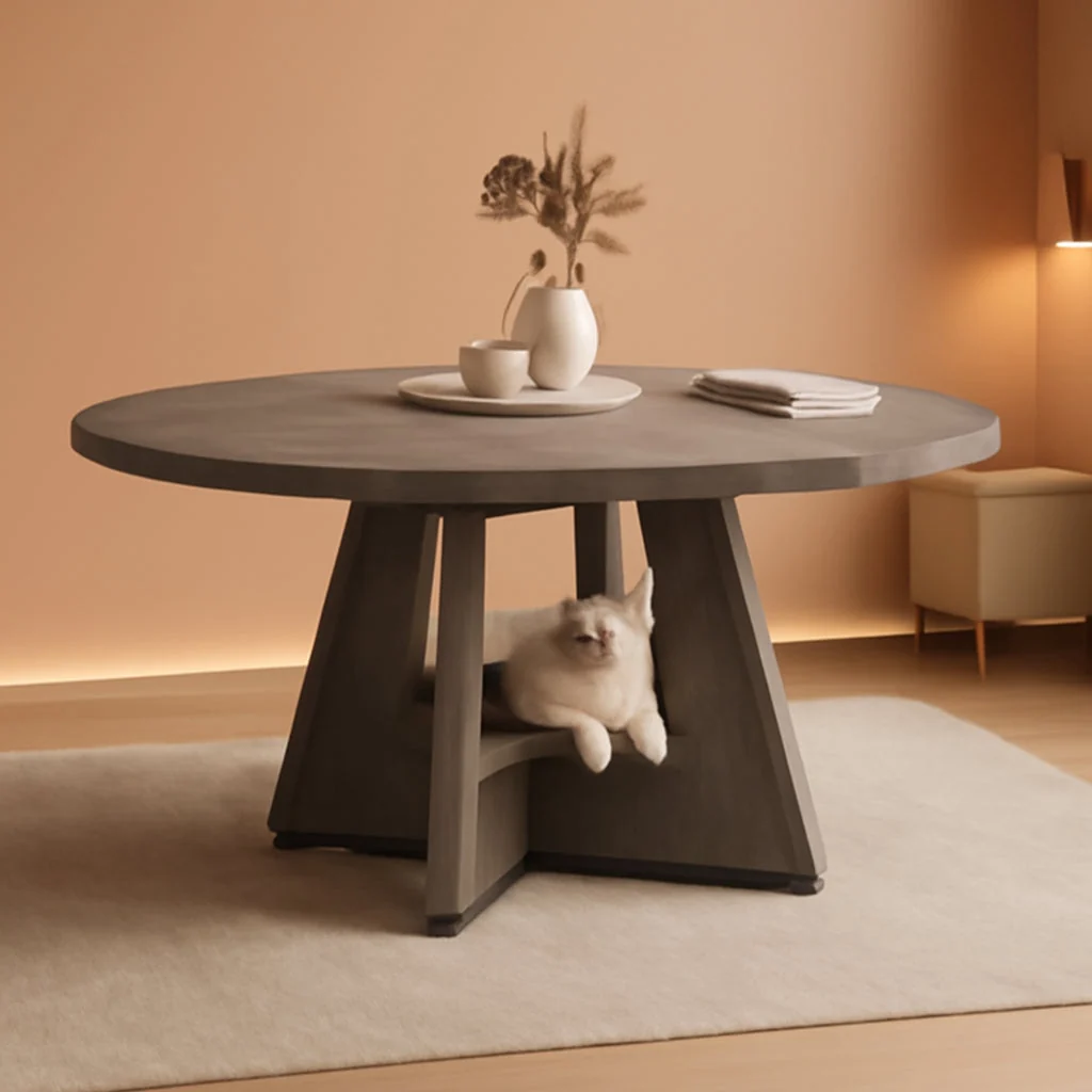 Expertly Made Round Extendable Dining Table Concealed Storage Shelf Soft