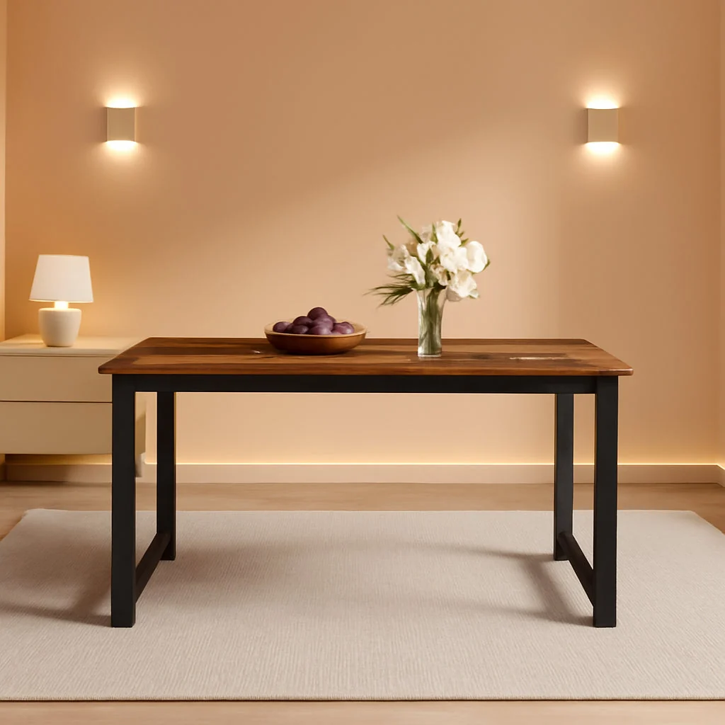 Eco-Friendly Tribesigns Industrial Dining Table Brown Metal Legs Fashionable