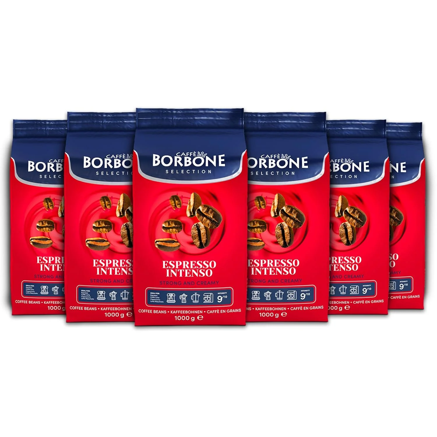 Verified Caffe Borbone Whole Bean Coffee Espresso Intenso Medium Roast Full-Bodied and Strong Premium Robusta Coffee Beans Roasted and Freshly Packaged in Italy – 2.2 Pound Bag Pack of 6 Soft