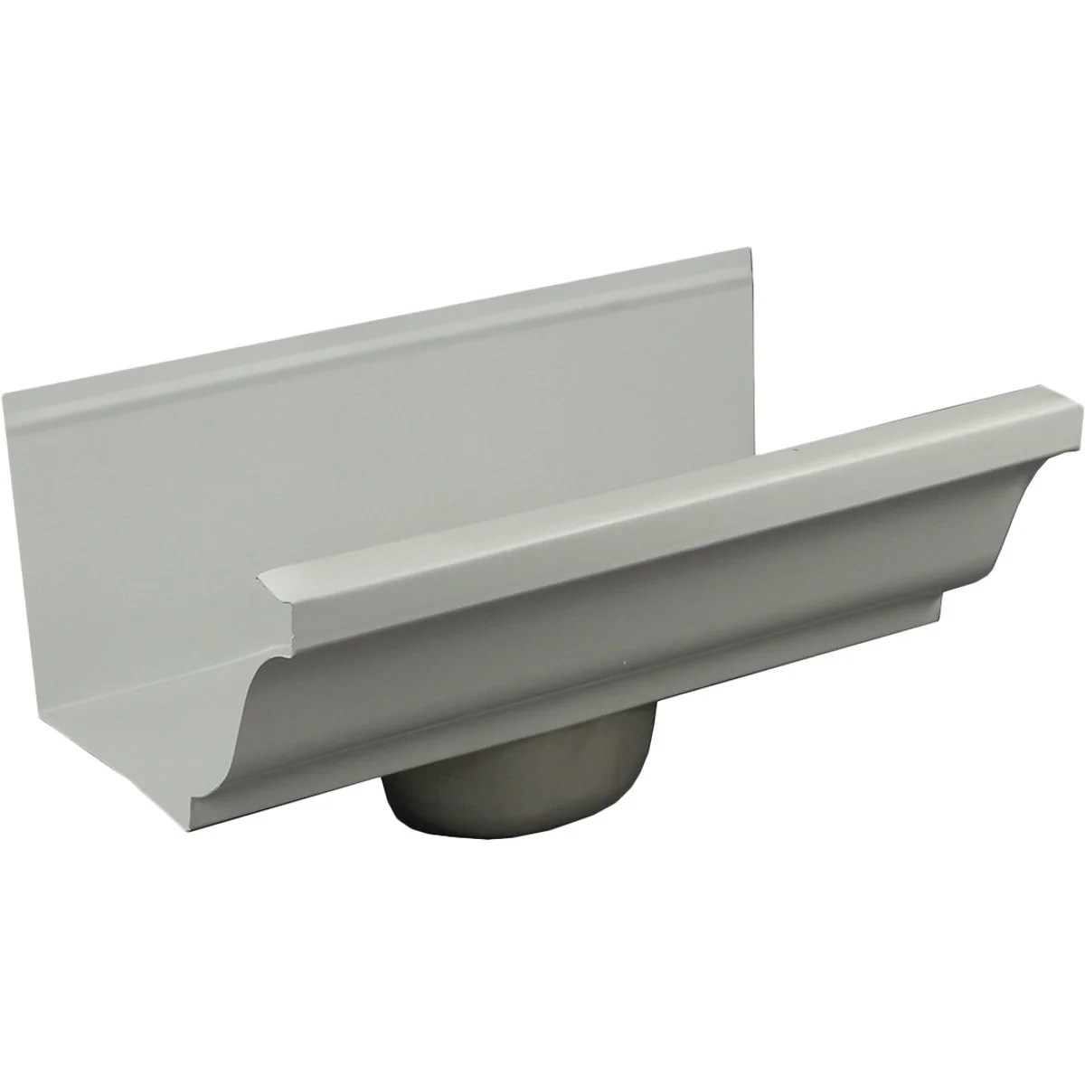 World-Class Spectra Pro Select 4 In. White Aluminum Gutter End with Oval Drop Elite