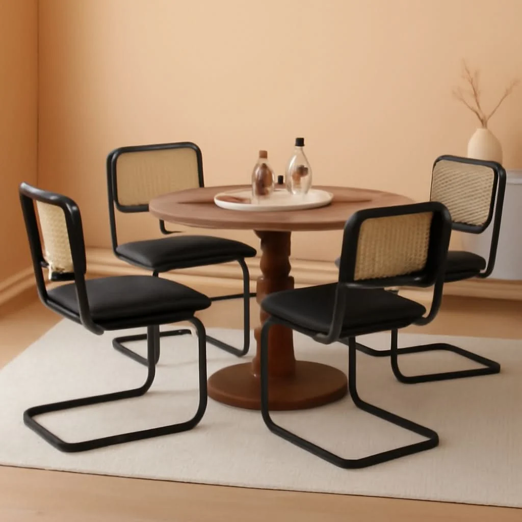 Specialty Mid Century Upholstered Cantilever Dining Chairs Black World-Class