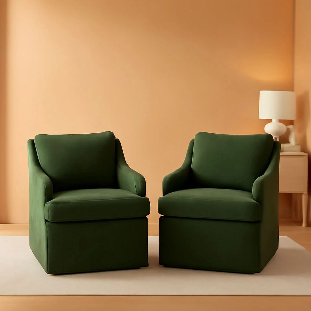Fine Upholstered Dining Chairs Green With Smooth Casters Elegant