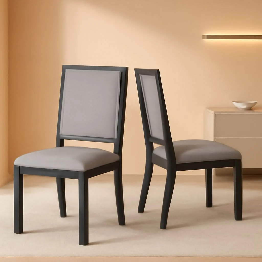 First-Class Espresso Upholstered Solid Wood Dining Chairs 19Inch Long-Lasting