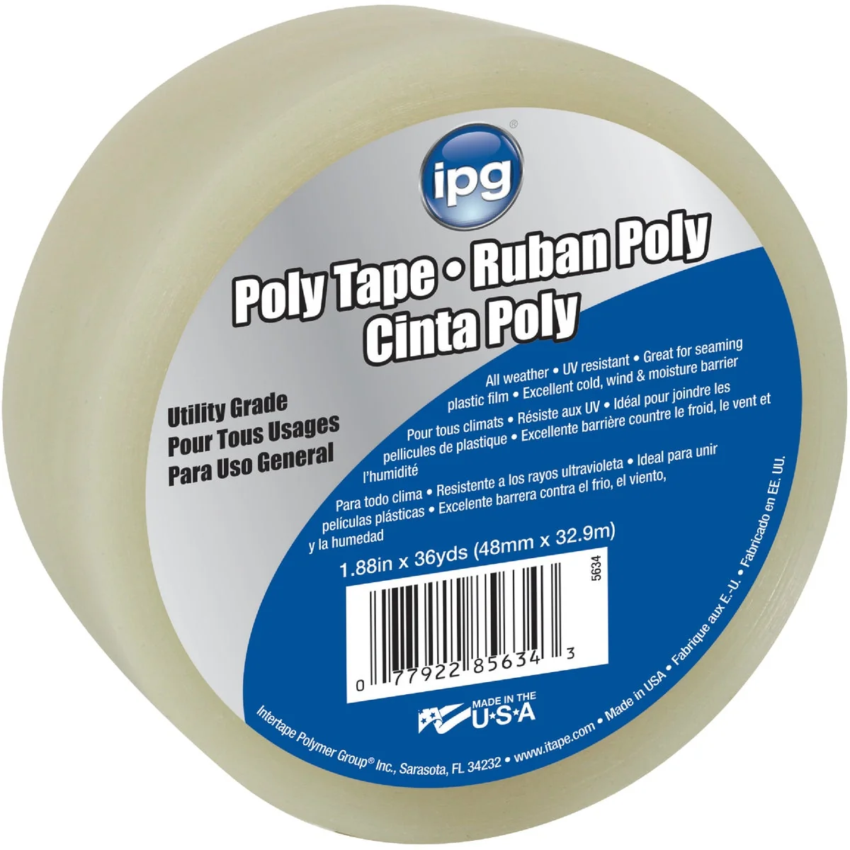 Genuine IPG 2 In. x 108 Ft. 9 mil Clear Sheeting Tape High-Quality