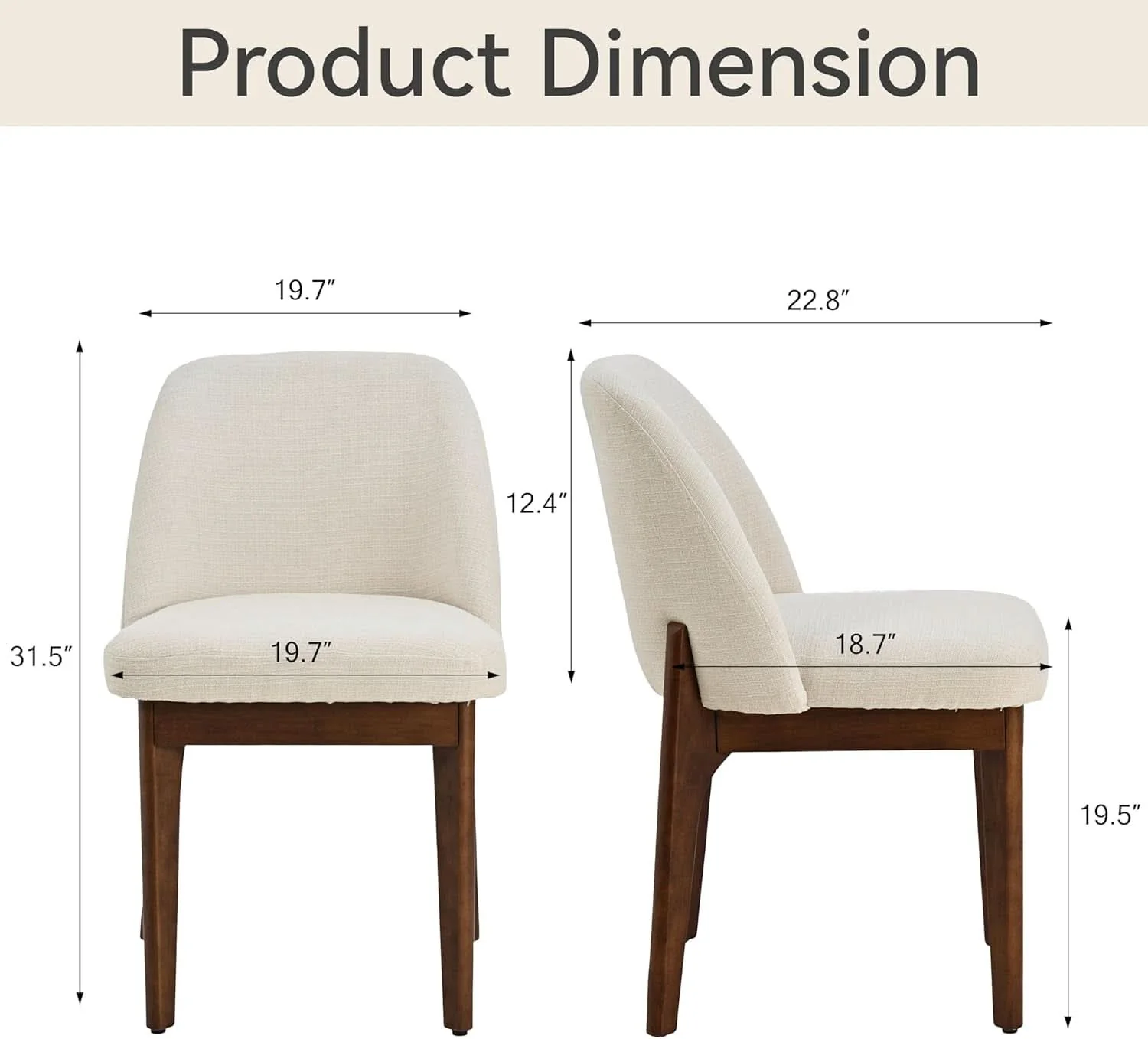 Green Beige Upholstered Dining Chairs Set With Rubberwood Organic