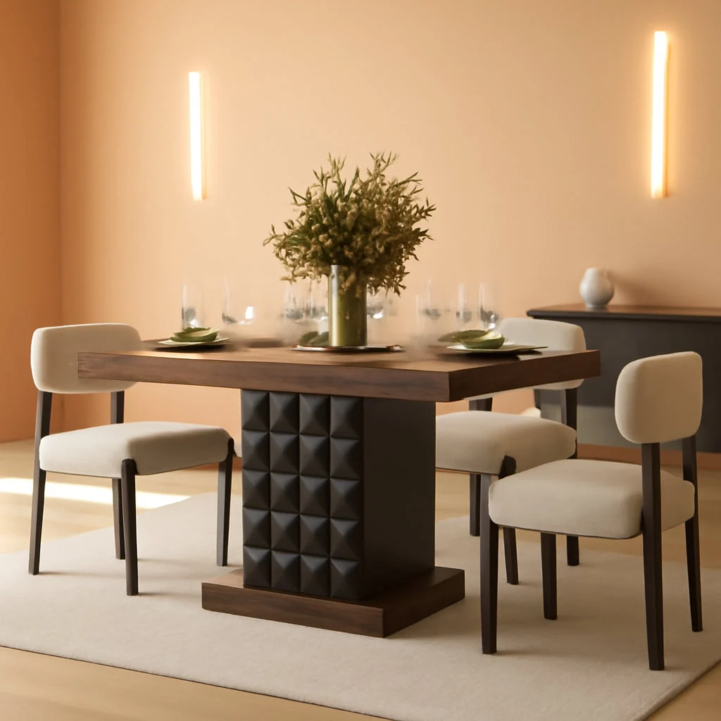 Easy-to-Use Rectangular Dining Tables 63 Inches Walnut Pedestal Eco-Friendly