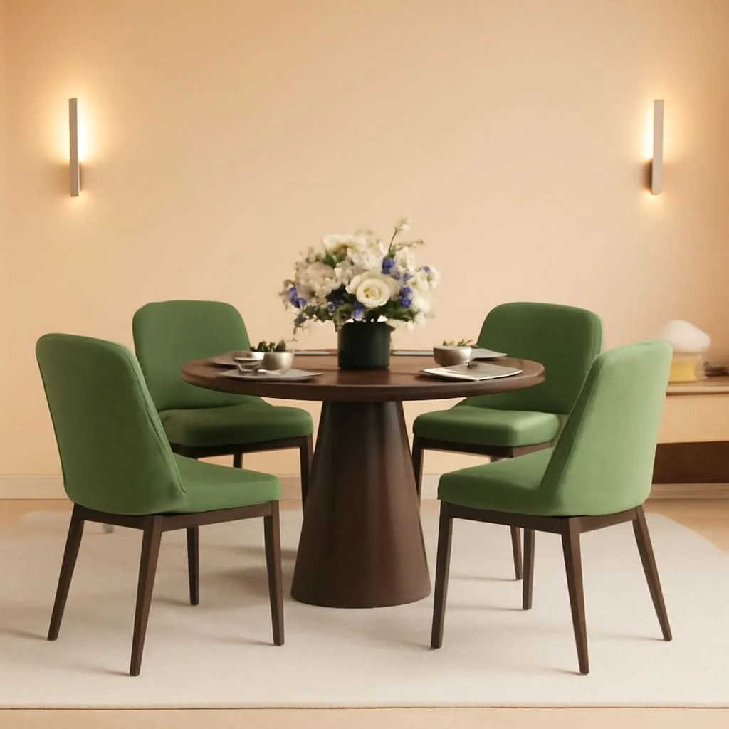Natural Green Upholstered Dining Chairs in Farmhouse Style Original