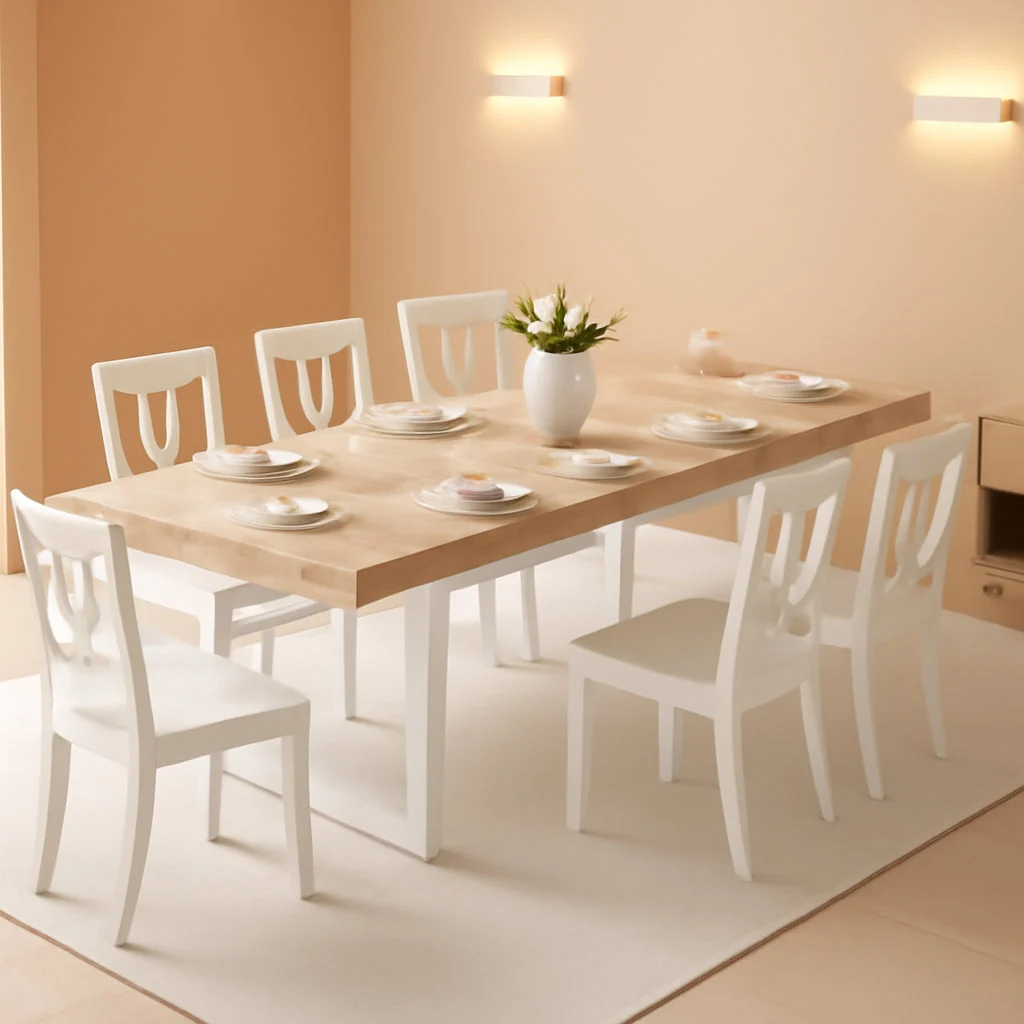 Smooth Extendable Dining Table White Oak Rectangular Farmhouse Professional