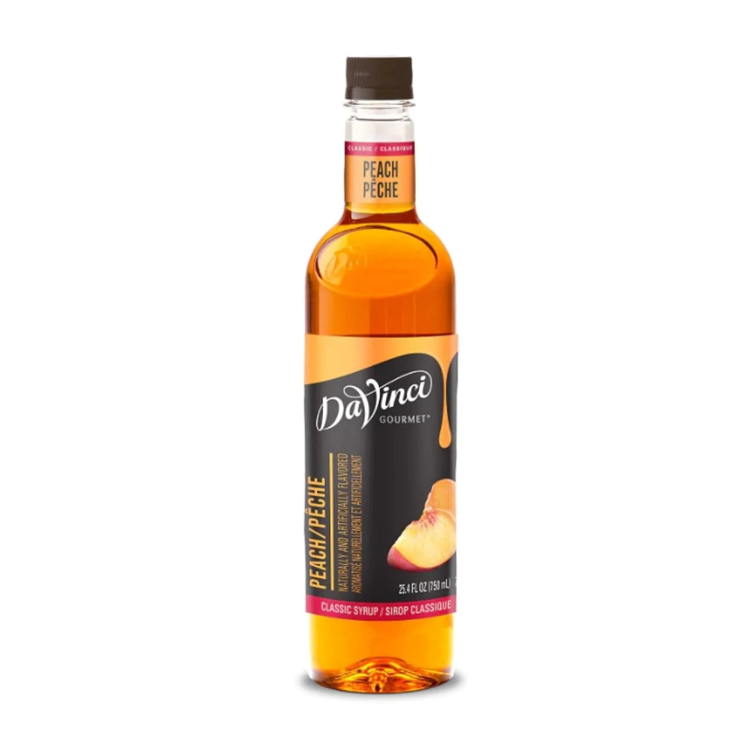 Certified DaVinci Gourmet Classic Peach Syrup 25.4 Fluid Ounces Professional
