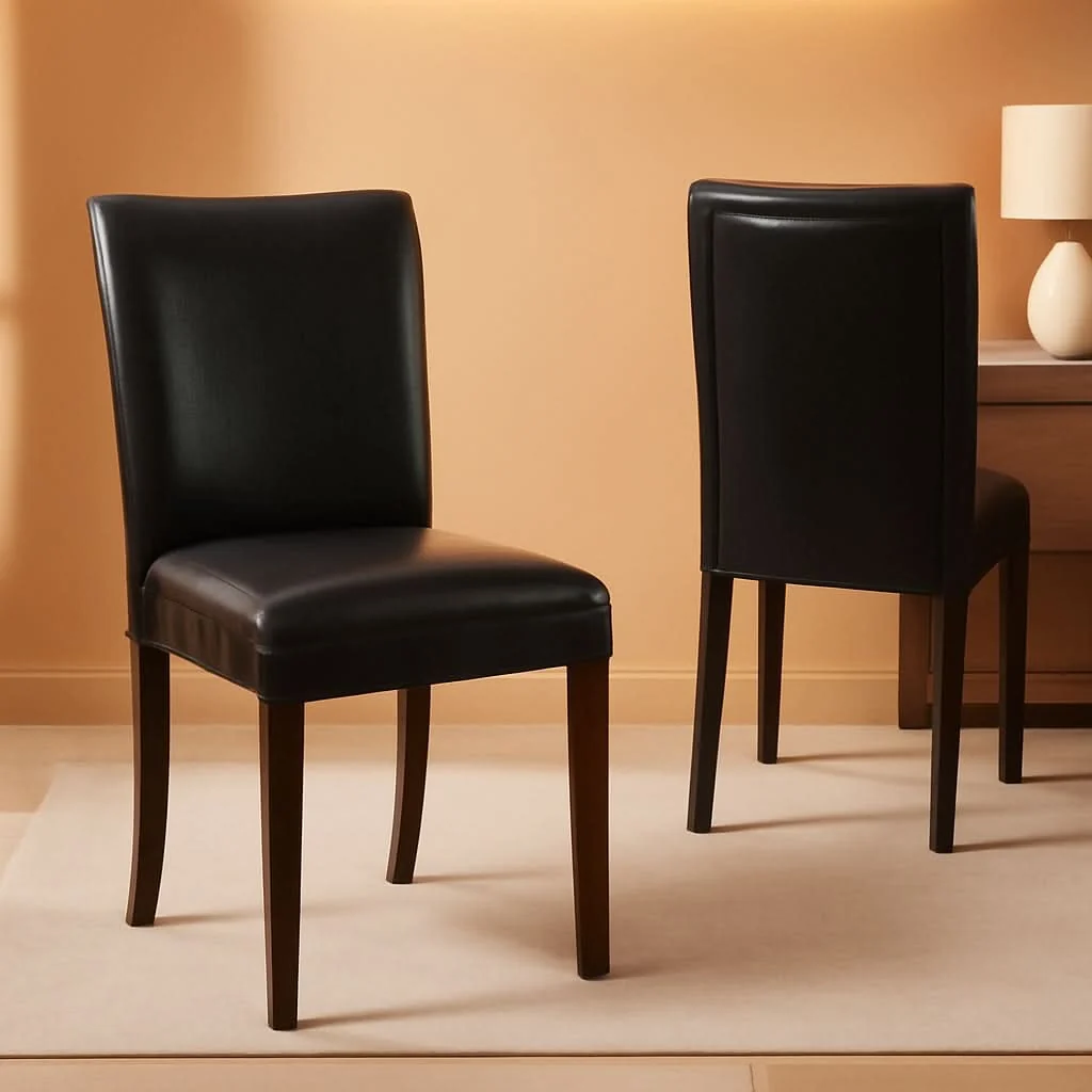 Consistent Parsons Dining Chair Black Faux Leather Modern Style World-Class