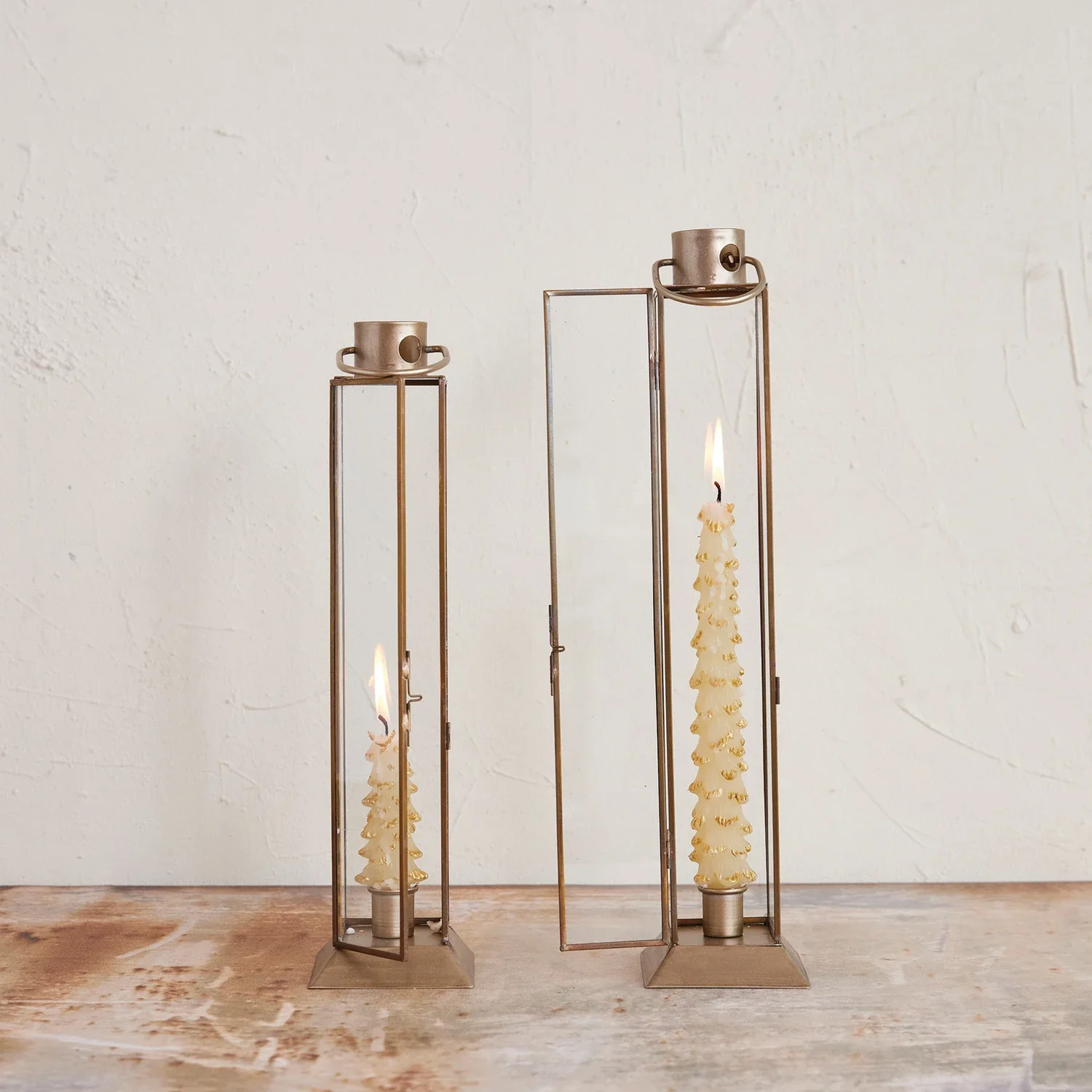 Premium Material Gold-Tipped Tree Taper Candles Set of 2 Soft