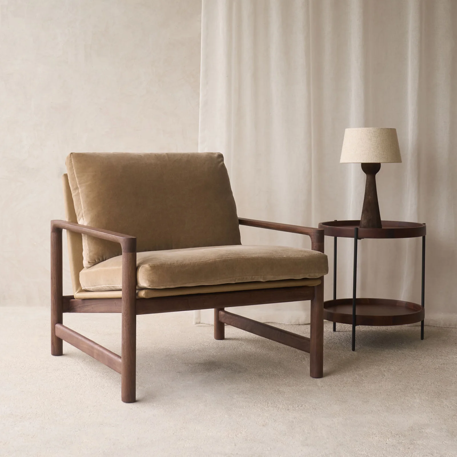 Effective Troubadour Fabric Armchair Walnut Frame – Lion Enhanced