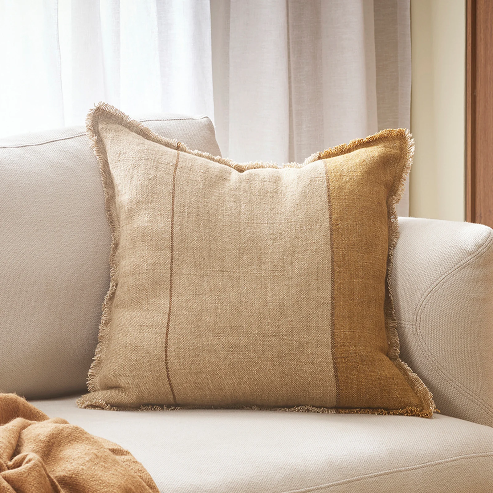 Optimized Frankton Cushion Caramel 50 x 50cm Reusable