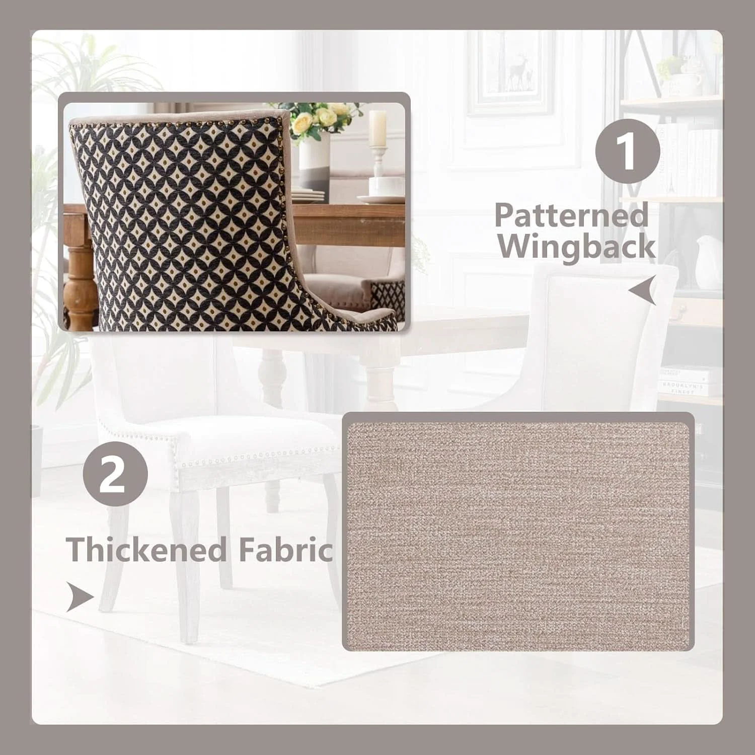 Innovative Beige Patterned Modern High Back Dining Chairs Set Specialty