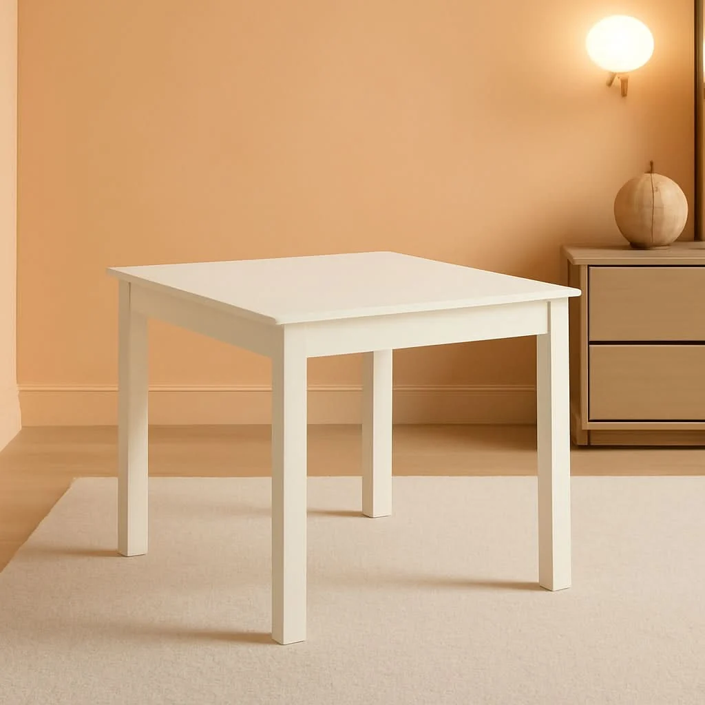 Powerful Mid Century Dining Table White Square Tabletop Solid Smooth