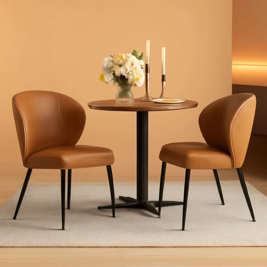 Functional Ekho Upholstered Dining Chairs Set 2 Caramel Leather Refined
