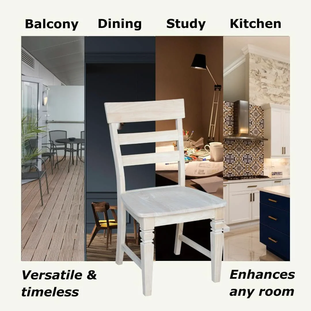Reliable Two Java Dining Chairs Unfinished Parawood 225 Lb Capacity Comfortable