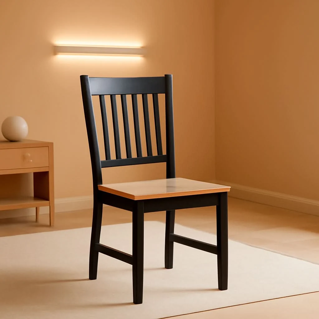 Certified Wooden Dining Chairs Set of Four Black Farmhouse Armless Solid