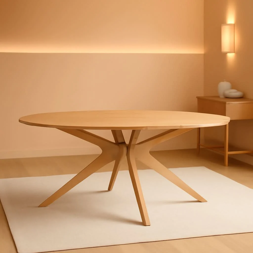 Relaxed Crossroads 71 Inch Oak Oval Dining Table Mid Century Pure