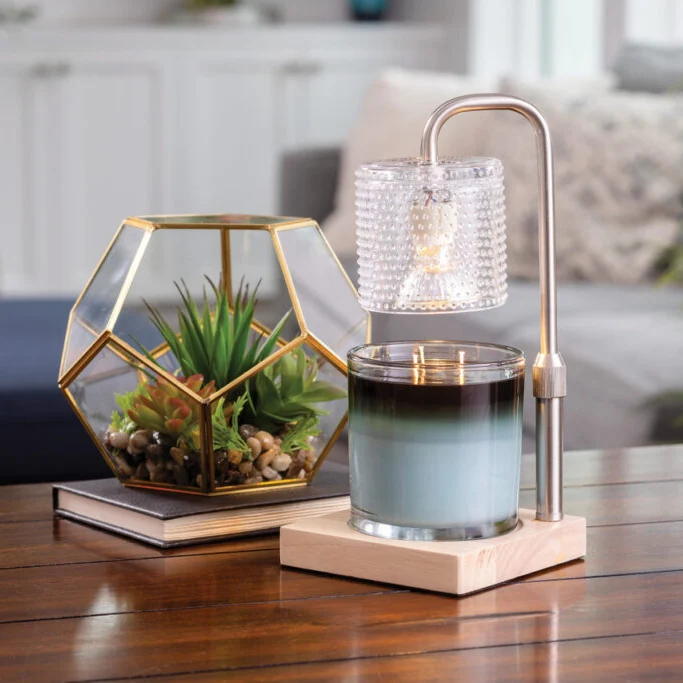 Recyclable Hobnail Candle Warmer Lamp Silver Wood Healthy