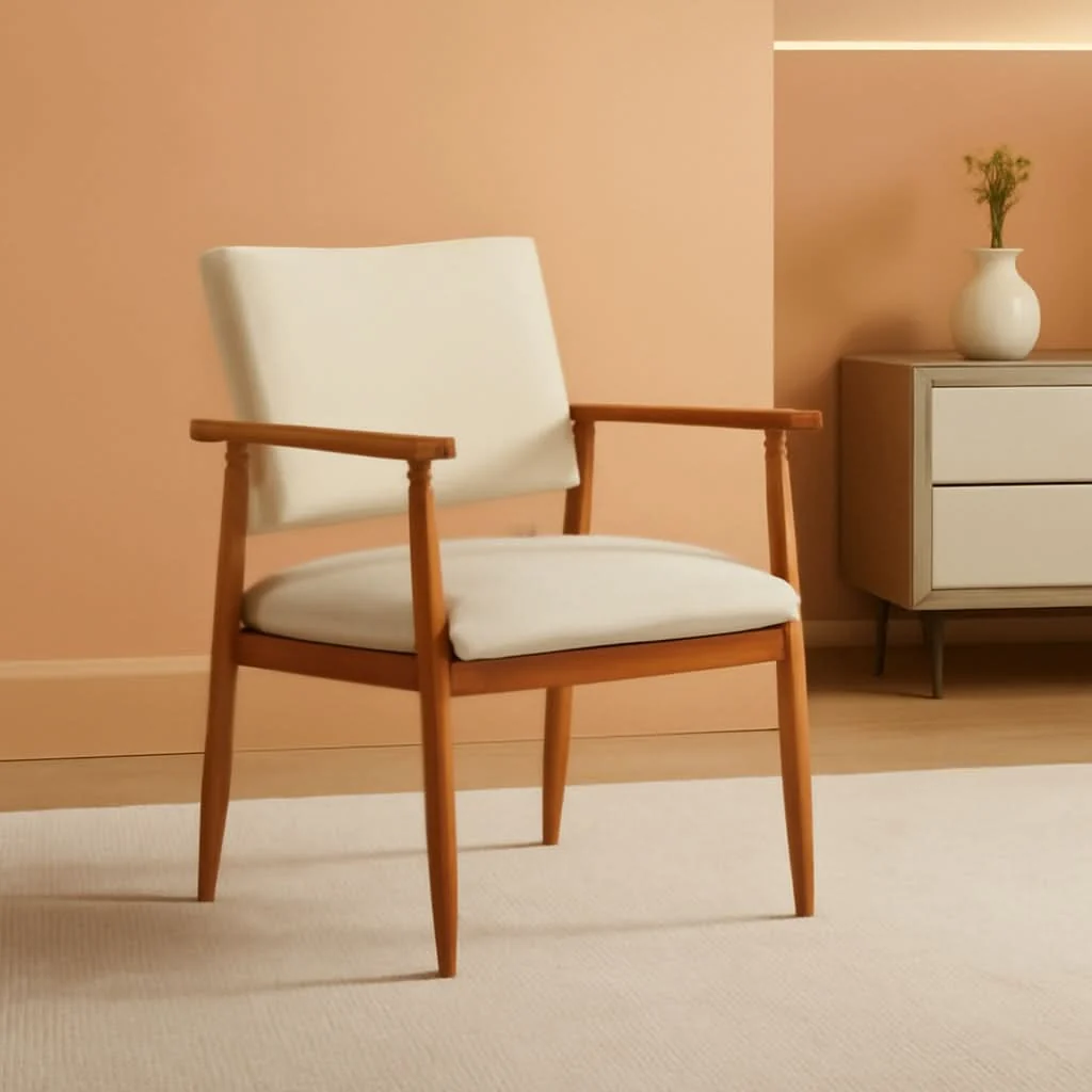 Versatile Mid Century Modern Walnut Dining Chairs With Beige Fabric Professional
