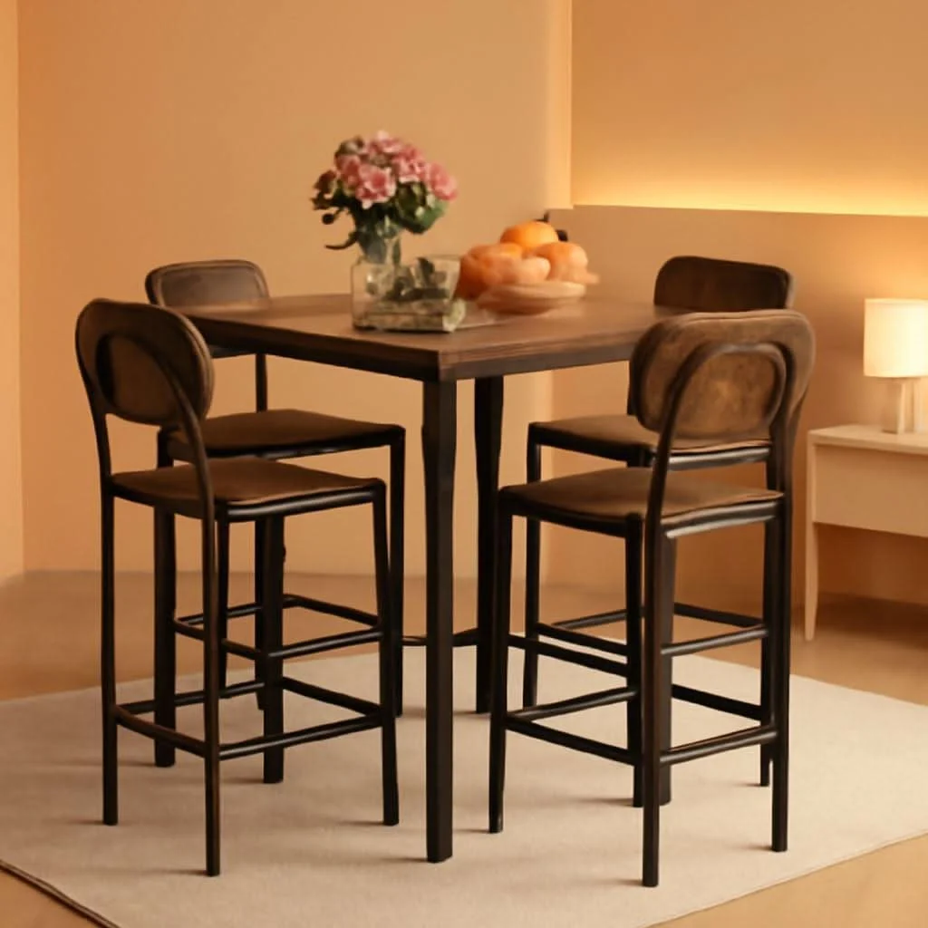 High-End Counter Height Industrial Dining Table Set 36×36 Bar Stools Specialty
