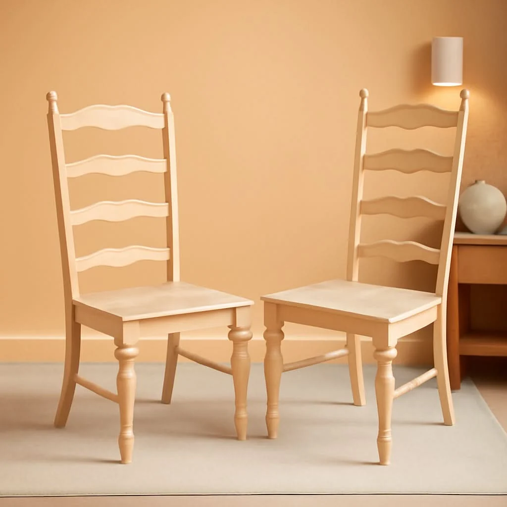 Contemporary Set Of 2 Maine Ladderback Dining Chairs Unfinished Parawood Exclusive