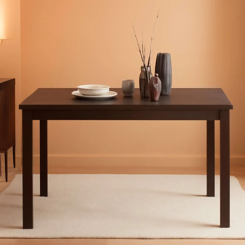 Elegant Espresso Finish Rectangular Solid Wood Dining Table Four Seater Classic