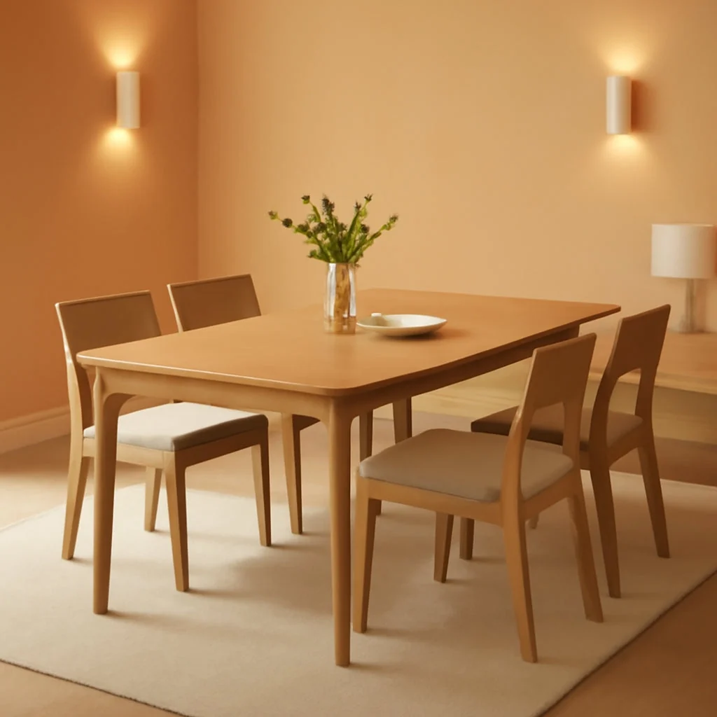 Luxury 63 Inch Oak Finish Solid Wood Dining Table Contemporary Unique