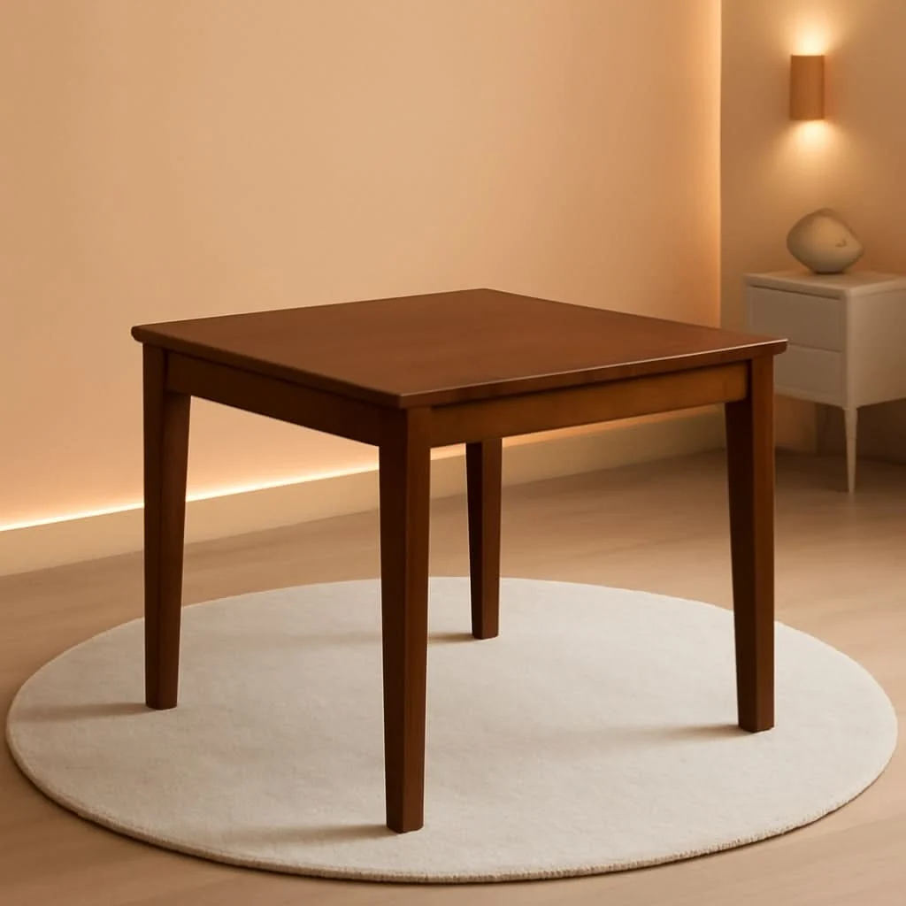 Secure Walnut Wood Square Dining Table 36 Inches Modern Antique Fine Crafted