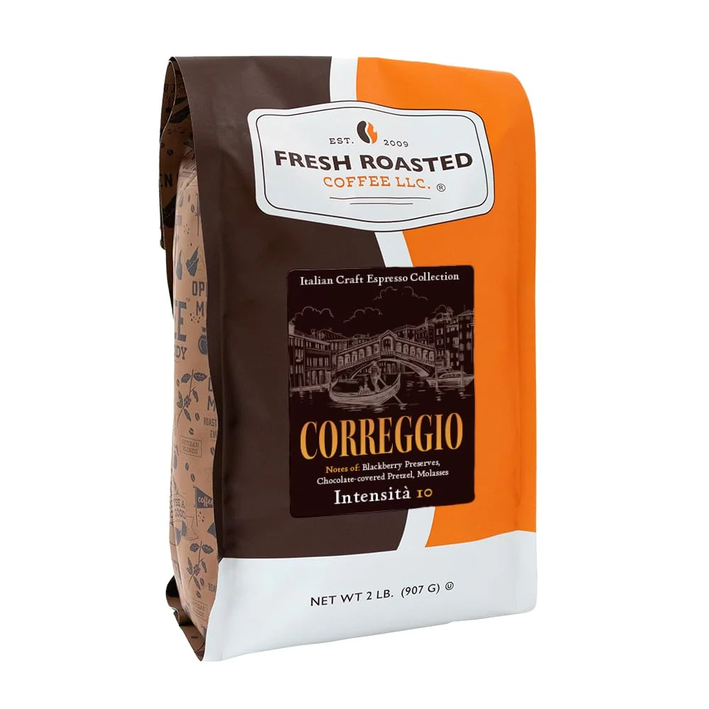 Dependable Fresh Roasted Coffee Correggio Italian Craft Artisan Blend 2 lb 32 oz Dark Roast Kosher Whole Bean Responsible