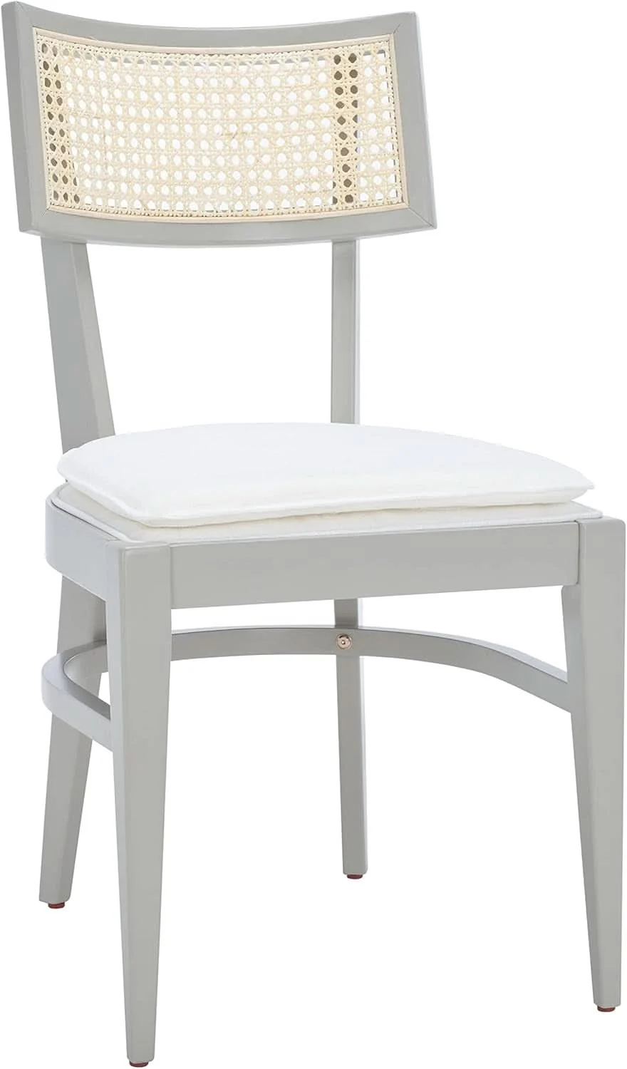 High-Quality Coastal Grey Cane Seat Cushion Dining Chair For Kitchen Smooth