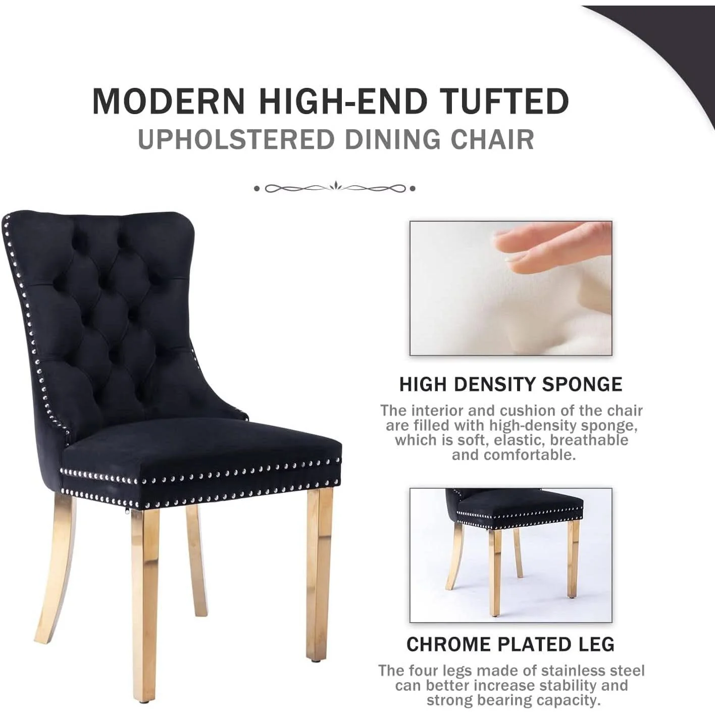 Fashionable Velvet Wingback Dining Chairs Set of 6 Mid Century Minimalist