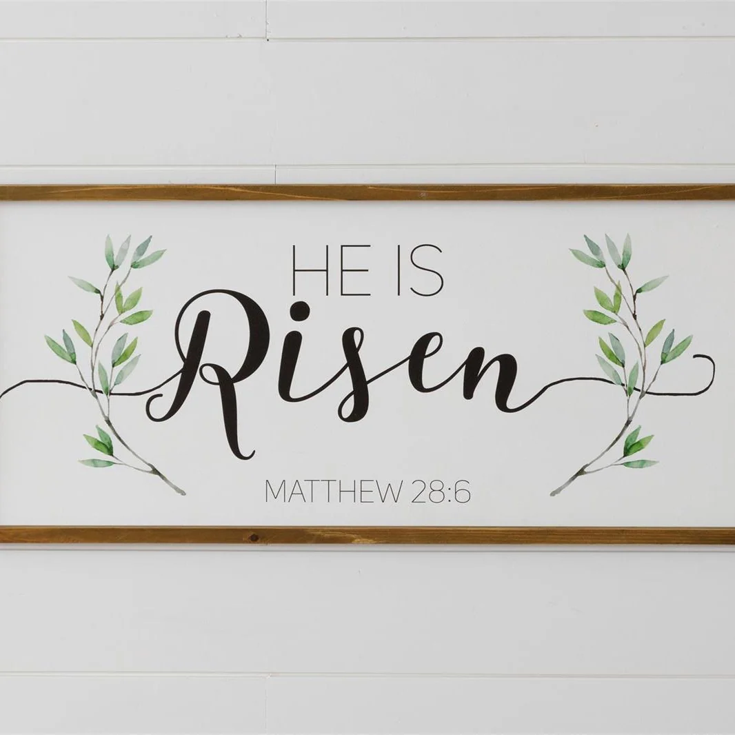 Excellent He Is Risen Framed Wood Wall Sign 30 Fine Crafted