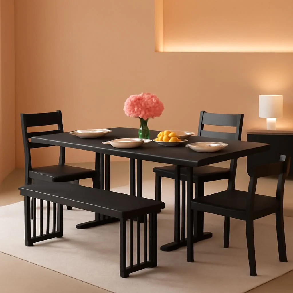 Sophisticated 63 Inch Dark Grey Rectangular Dining Table Set Farmhouse Exclusive